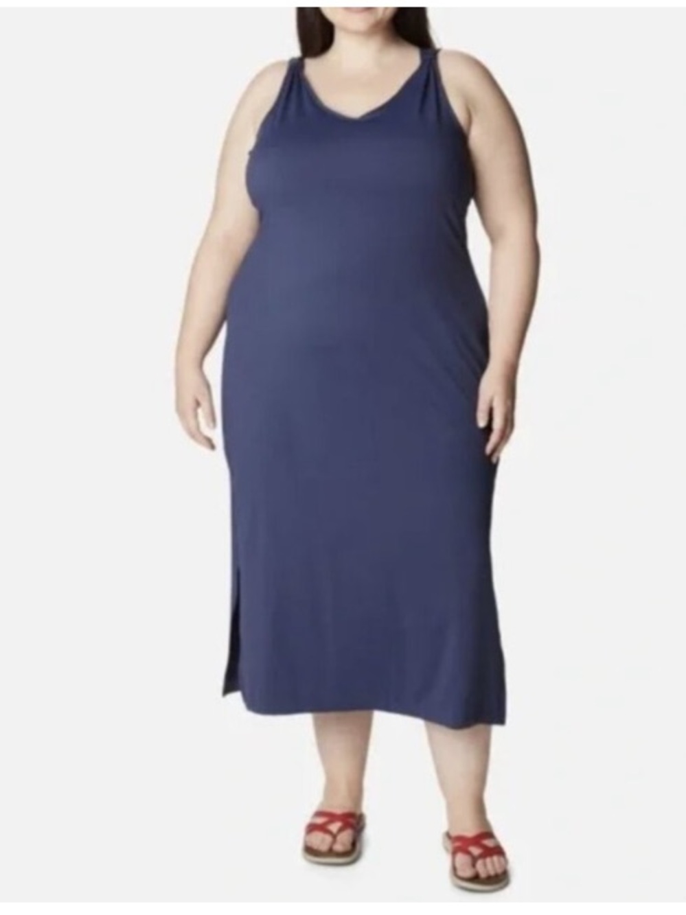 Columbia Chill River Midi Dress stretch cooling sweat wicking in Navy sz 2X